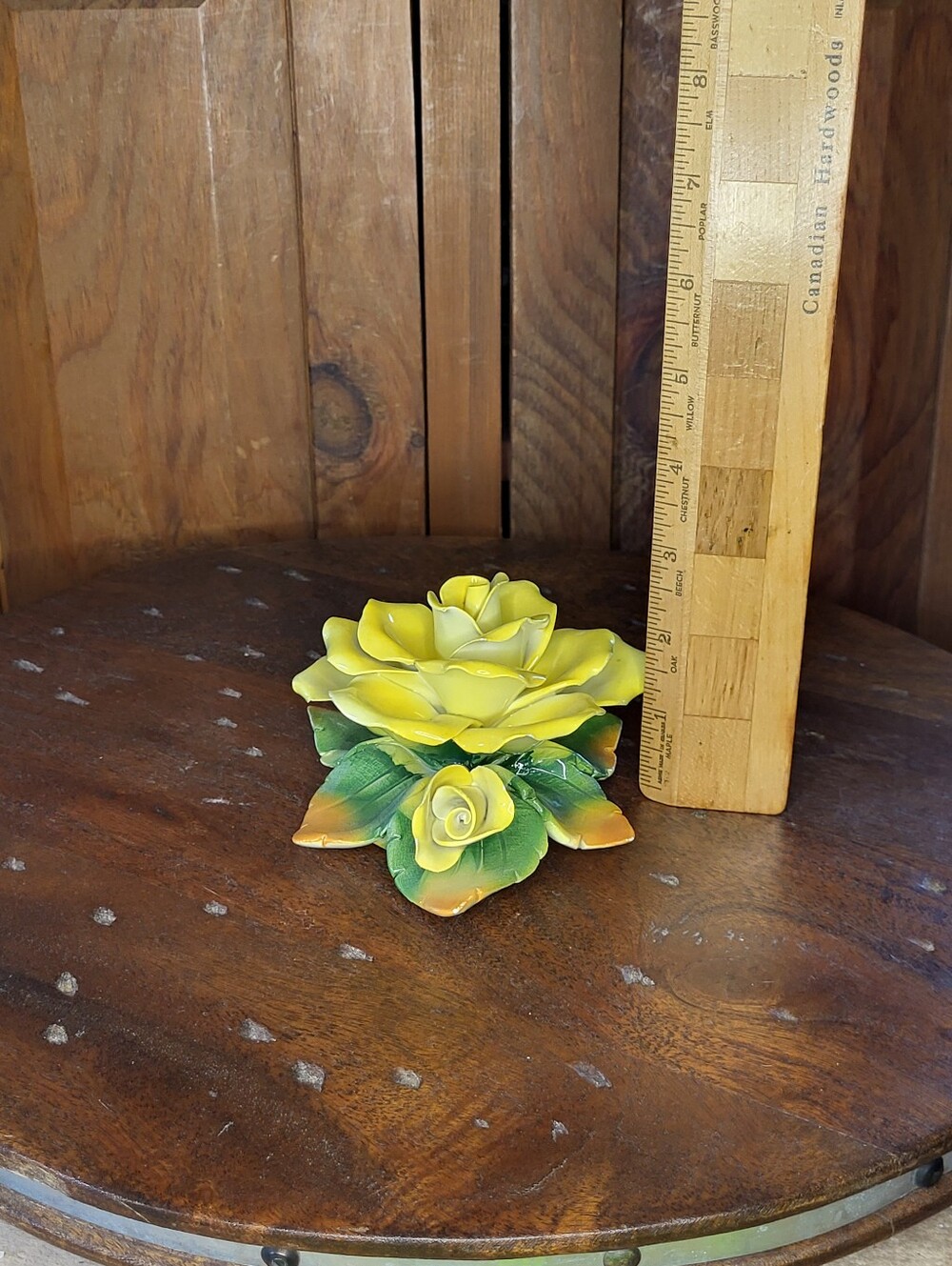 Yellow Porcelain Rose Figurine - Picture 6 of 15